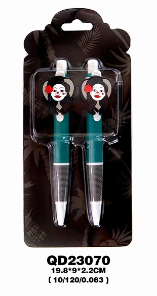 green spring ballpoint pen,green ballpoint pen case,beauty head ballpoint pen set